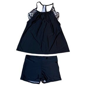 Racer back Tankini with Animal Print withSwim Shorts -Size XXXLarge